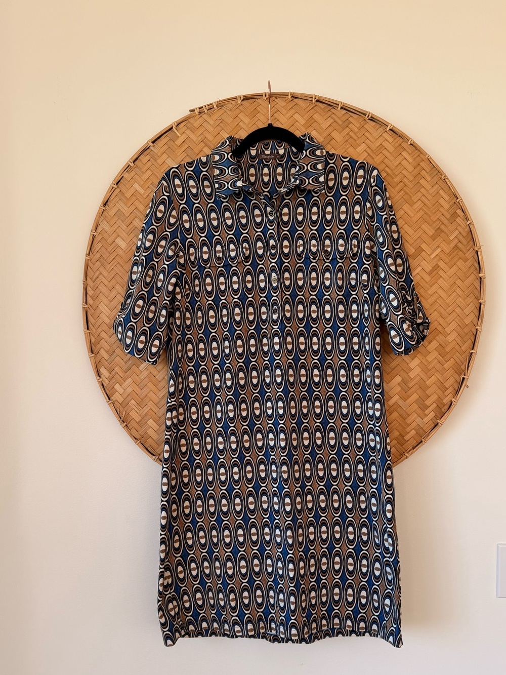 J. MCLAUGHLIN LAWRENCE OPTIC GEOMETRIC PRINT COLLARED SHIFT DRESS CORP-CORE EUC - Picture 5 of 14